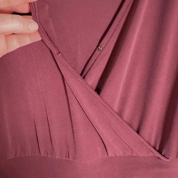 Curations Maxi Dress Size Small Petite Burgundy Wine Crossover Top Long Sleeved - Picture 8 of 9